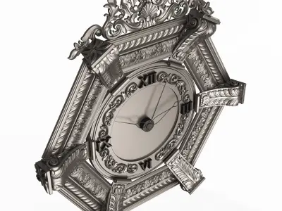 Classic Wall Clock 17 Chrome Low-poly 3D model