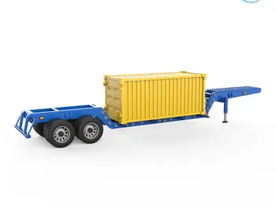 Heavy Trailer With Container 3D Printing Model 3D print model