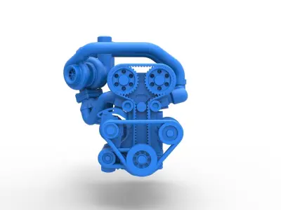 Twin Turbo straight-six engine Version 2 Scale 1 to 25 3D print model