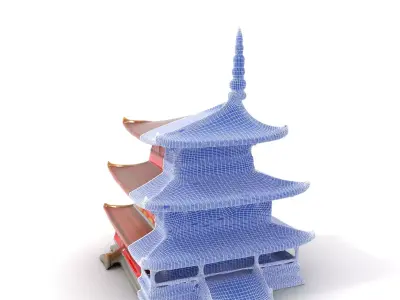 Chinese Pagoda Traditional model pack Low-poly 3D model