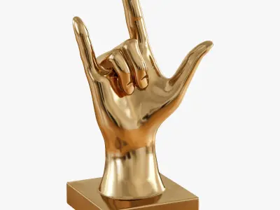 Figurine hand rock on table top 3D model