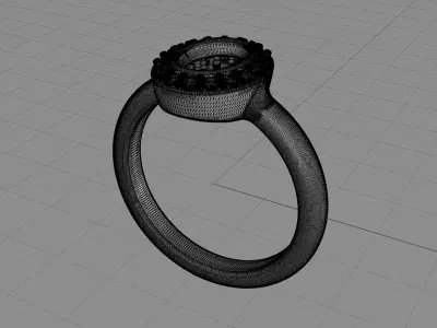 D-1040 oval emerald and diamond ring gold 3D print model