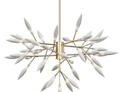 candela gold leaf chandelier with leaves 3D model