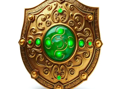 Mystic Gold Shield Glowing Jade Motifs model pack Texture