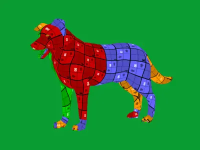 Blue Merle Border Collie Dog Low-poly 3D model