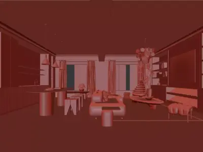 Mid Century interior  Livingroom 3D model