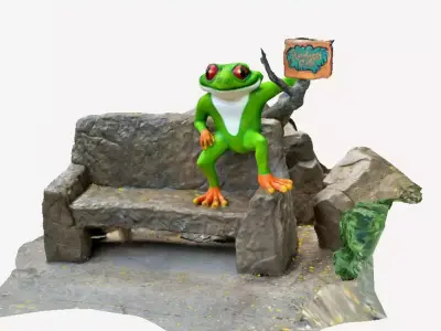 Rainforest Cafe bench and frog 3D model
