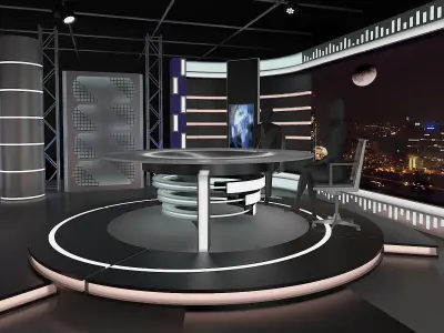 Virtual TV Studio News Set 6 3D model