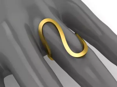 Lightweight Wide Gold Ring  Modern Flow Statement Jewelry  3D print model