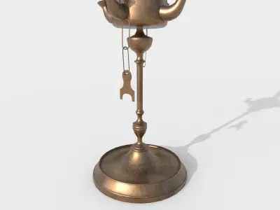 Brass oil lamp Low-poly 3D model