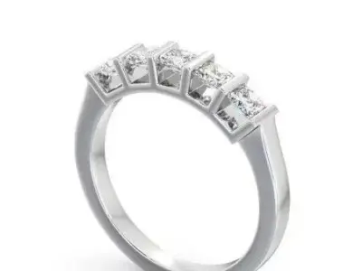 stl file four-stone princess cut diamond ring in gold 3D print model