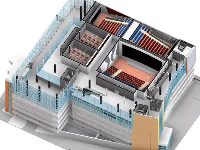 Cinemas Complex Low-poly 3D model
