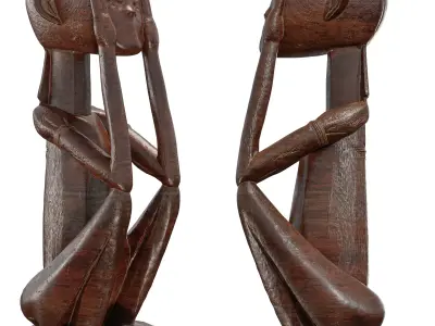 Traditional African Seated Figure Sculpture Low-poly 3D model