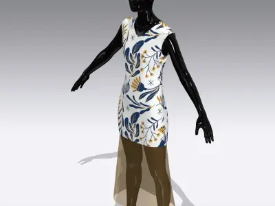 Female Cloth Dress Low-poly 3D model