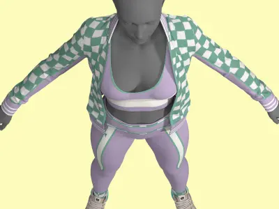 Retro Sport Jacket Bra Leggings Fitted to Gen8 Body Mesh 3D model