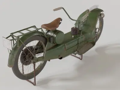 1921 Ner-a-car classic bike green PBR textured model 3D model