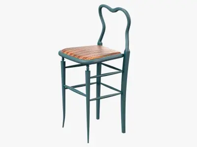 High Chair Clerks Chair No 9 Night Blue Plastic Version 3D model