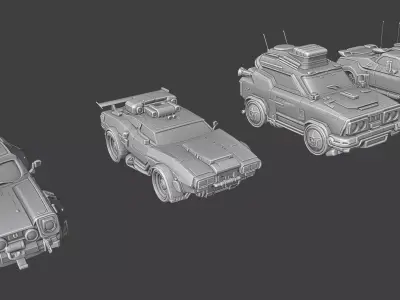 Stylized Sci-Fi Cars Low-poly 3D model