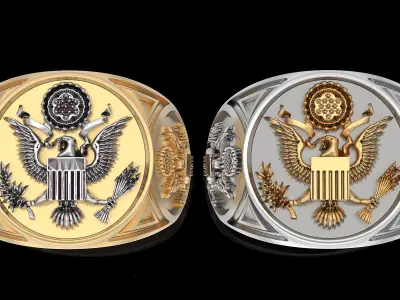 American eagle ring silver gold printable jewelry 3D model 3D print model