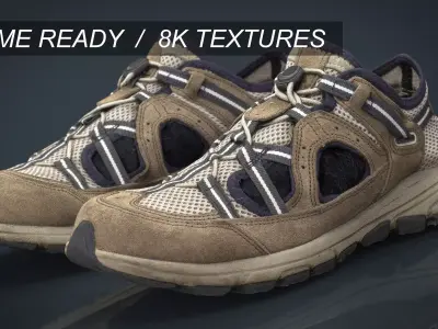 Sneakers pair of hiking shoes Low-poly 3D model