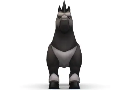 Cartoon Medieval Black Horse MMO Animal Low-poly 3D model