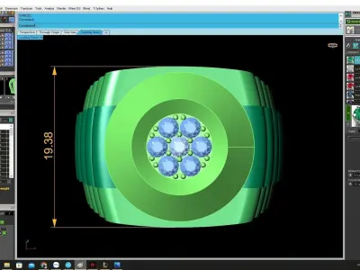 Round Cluster Gemstone Signet Ring Jewelry Model 4461 3D print model