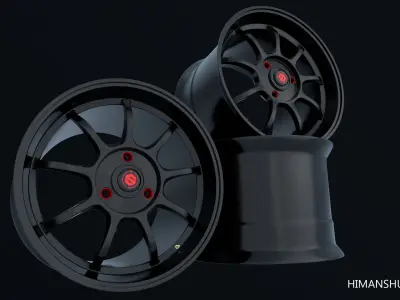 Wheel set of rims 3D model