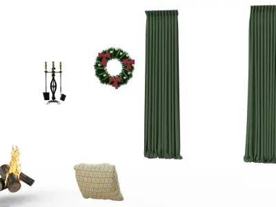 Vintage Christmas Room Low-poly 3D model