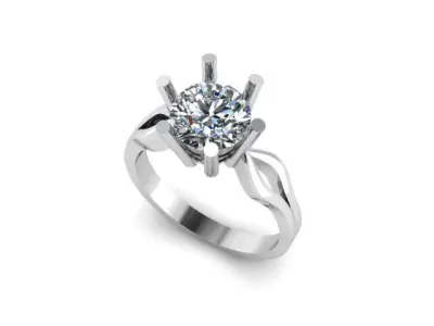 Moissanite Diamond Solitaire  ring 3D print model