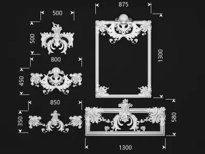 Forged Pattern Bracket Collection European Empire Style 3D model