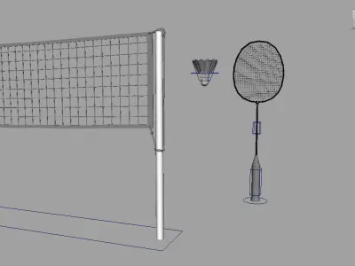 Badminton Set racket and shuttlecock 3D model