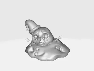 Sad Melting Snowman Christmas Cute Winter Decoration 3D print model