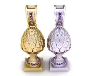 Royal Pinecone Egg Pendant  Luxury 3d Printable Model  3D print model