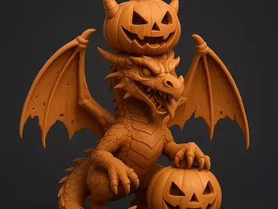 Dragon with Pumpkins 3D print model