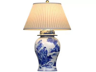 Empel Collections Ginger Jar Table Lamp Chinoiserie Pattern 3D model