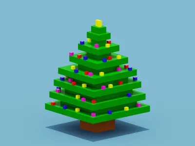 Voxel Christmas Tree Low-poly 3D model