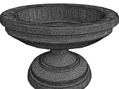 Weathered SciFi Basin Bird Bath Low-poly 3D model