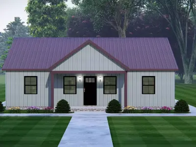 Modern Barndominium House 3D Model with Rustic Metal Siding 3D model