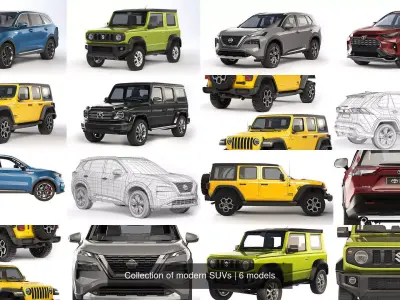 Collection of modern SUVs 3D Model Pack