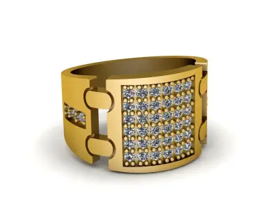 LUXURY HIPHOP WEDDING RING 3D PRINTABLE MODEL 3D print model