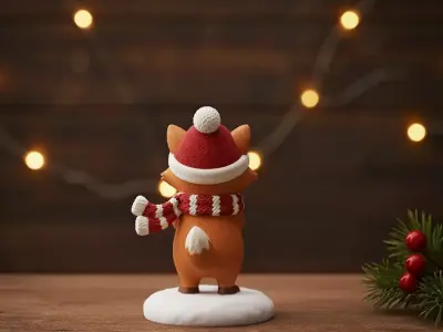 Christmas fox figurine 3D print model