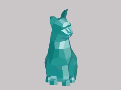 Polygonal Sitting Cat Low-poly 3D model