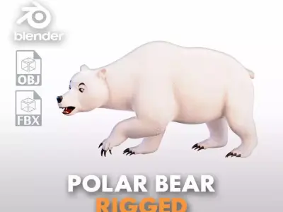 Polar Bear - Rigged Cartoon Character for Blender Low-poly 3D model
