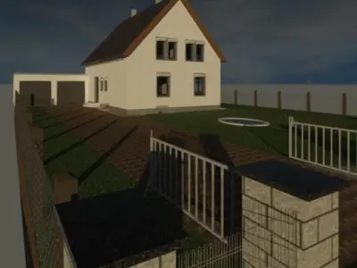 Deutsches Einfamilienhaus mit Garten single-family house German 3D model