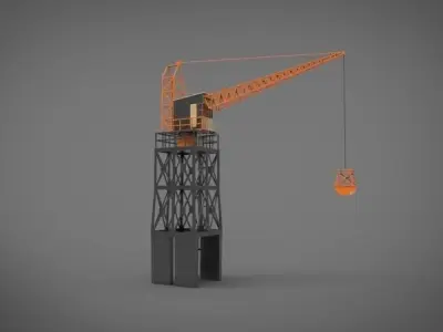 Industrial and port crane Low-poly 3D model