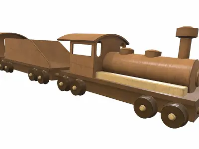 Wooden train toy 6 Free 3D model