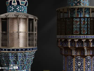 Minaret Base Mash Low-poly 3D model