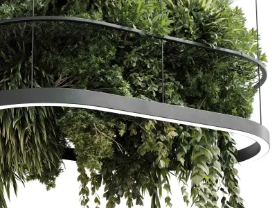 Rectangle pot light pendant - plant light hanging 19 3D model