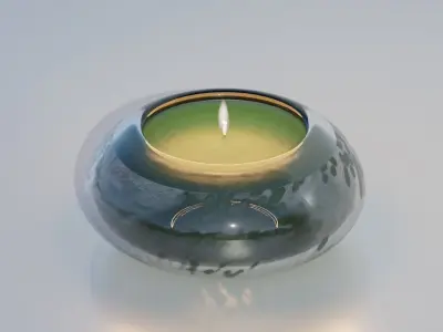 Green Candle with Animated Flame 3D model