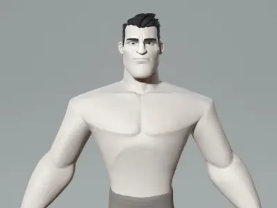 Cartoon male character base mesh Low-poly 3D model